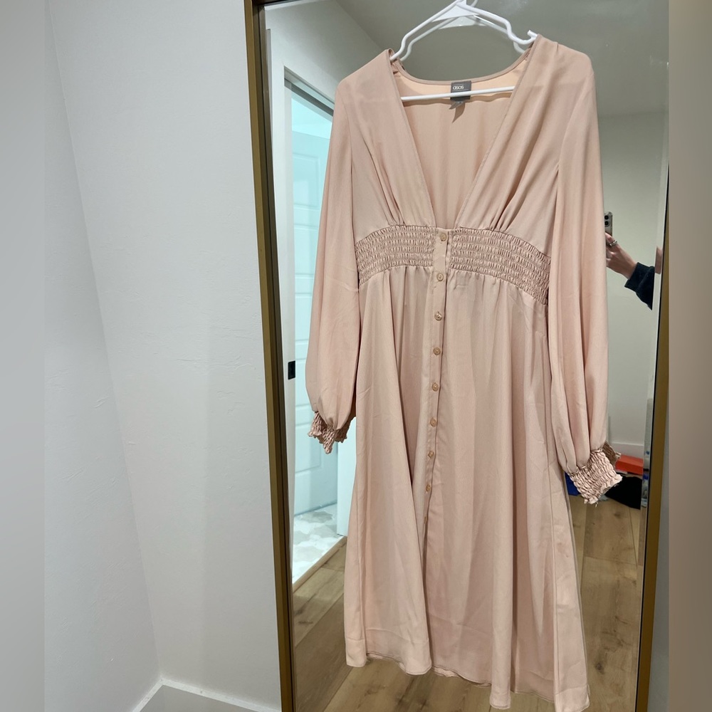 ASOS plunge midi dress in blush